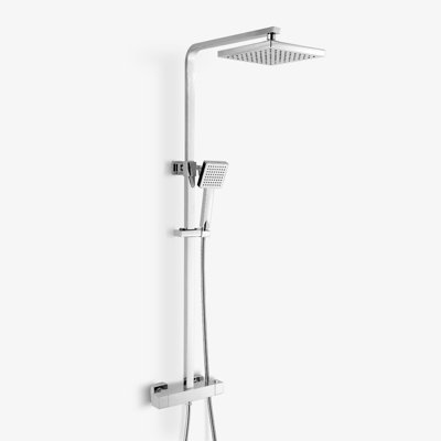 Lois Square Dual Head Thermostatic Shower Mixer Chrome Bathroom Exposed Valve - 8