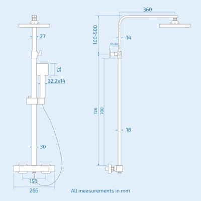 Lois Square Dual Head Thermostatic Shower Mixer Chrome Bathroom Exposed Valve - 9