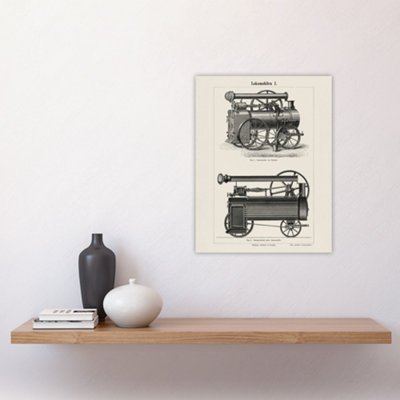 Lokomobilen Locomotive Steam Train Engine Vintage Wall Art Poster Print ...