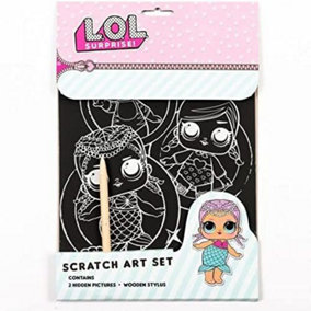 LOL Surprise Scratch Art Set Kids Activity Craft Xmas Gift Wooden Stylus