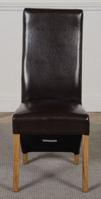 Lola Brown Leather Dining Chairs for Dining Room or Kitchen
