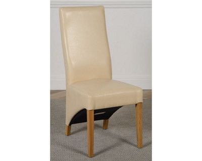 Lola Ivory Leather Dining Chairs for Dining Room or Kitchen