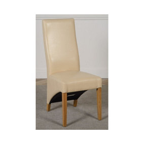Lola Ivory Leather Dining Chairs for Dining Room or Kitchen