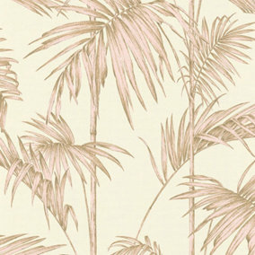 Lola Paris Palm Motif Wallpaper Cream / Pink AS Creation 36919-3