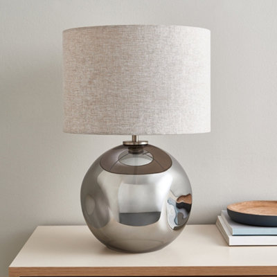 Lola - Smoke Mirror Dimpled Glass 43cm Table Lamp