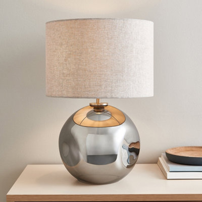 Lola - Smoke Mirror Dimpled Glass 43cm Table Lamp