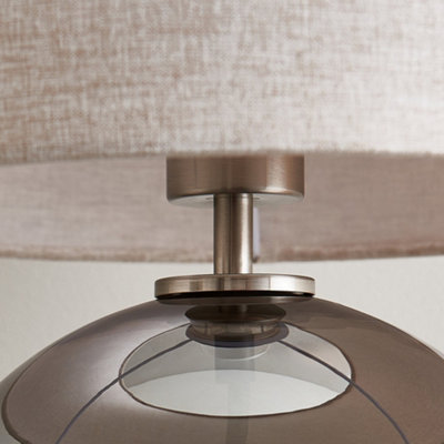 Lola - Smoke Mirror Dimpled Glass 43cm Table Lamp