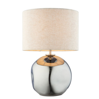 Lola - Smoke Mirror Dimpled Glass 43cm Table Lamp