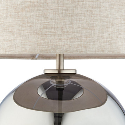 Lola - Smoke Mirror Dimpled Glass 43cm Table Lamp