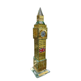 London Big Ben Crystal Clock Table Shelf Showpiece Tabletop Gold