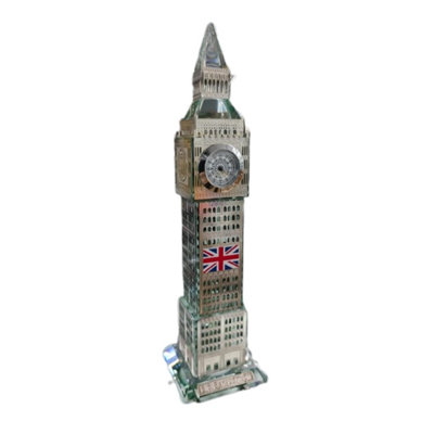 London Big Ben Crystal Clock Table Shelf Showpiece Tabletop Silver ...