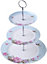 London Boutique 3 Tiered Cake Stands Afternoon tea Porcelain Bird Rose Butterfly in gift box (Blue)