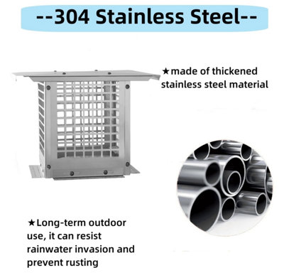 London Boutique 304 Stainless Steel Chimney Cowl, 12