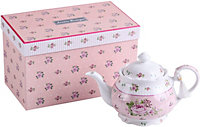 London Boutique Extra Large Teapot Fine China Shabby Chic Vintage Floral in Gift box (Teapot Rose Pink)