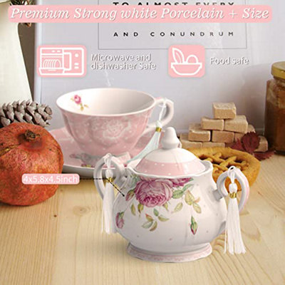 London Boutique Large Teapot Milk Jug Sugar Bowl Afternoon Tea Set Fince China Vintage Flora Gift