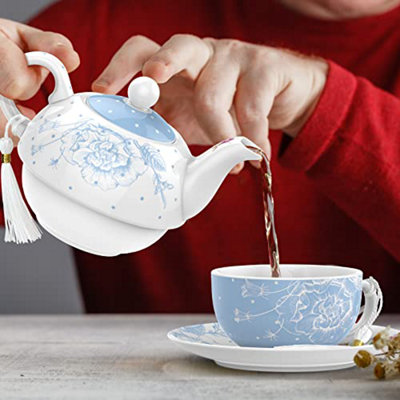 Teapot and popular Teacup with Saucer