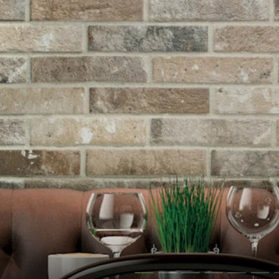 London Brick Effect Beige Porcelain Tile 250 x 60 mm