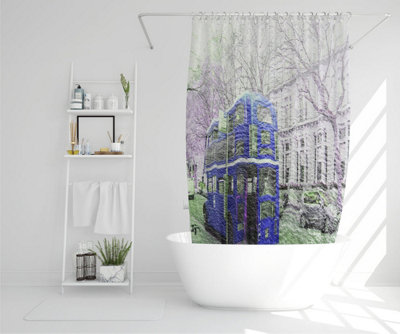 London bus Behind blue (Shower Curtain) / Default Title Price Comparisons | Compare The Build