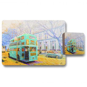 London bus green rear (Placemat & Coaster Set) / Default Title