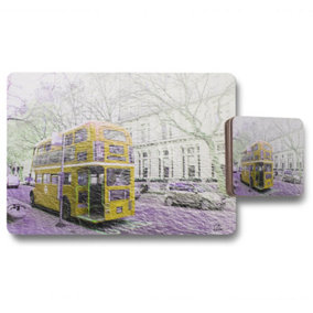 London bus YELLOW rear (Placemat & Coaster Set) / Default Title