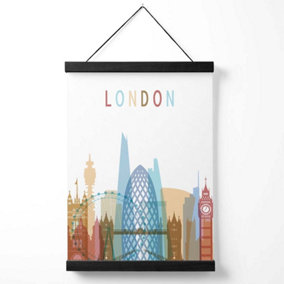 London Colourful City Skyline Medium Poster with Black Hanger