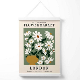 London Green and White Flower Market Exhibition Poster with Hanger / 33cm / White