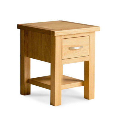 London Oak 36cm Lamp Side Table with Drawer - Fully Assembled By Roseland Furniture