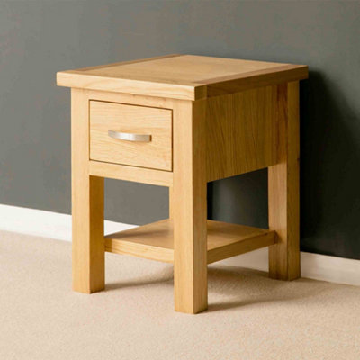 London Oak 36cm Lamp Side Table with Drawer - Fully Assembled By Roseland Furniture