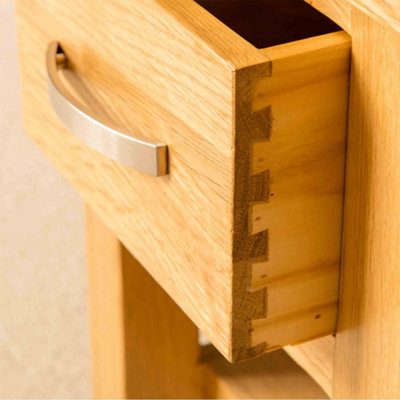 London Oak 36cm Lamp Side Table with Drawer - Fully Assembled By Roseland Furniture