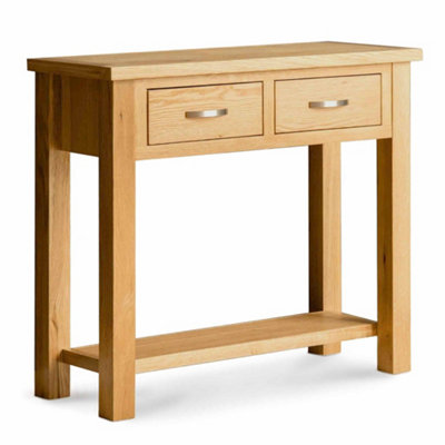 London Oak 85cm Console Table with Drawers - By Roseland Furniture