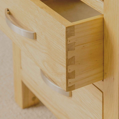 London Oak Bedside Table - Fully Assembled 3 Drawer Cabinet - By Roseland Furniture