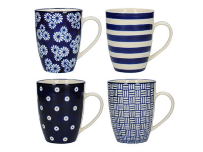 London Pottery Set Of 4 Tulip Mugs Blue | DIY at B&Q