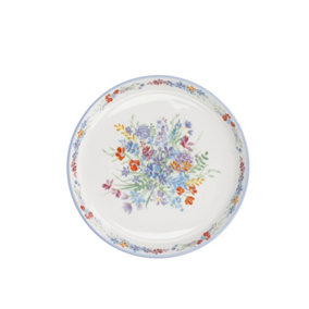 London Pottery Viscri Meadow Cake Plate, Ceramic, Almond Ivory / Cornflower Blue, 20 cm