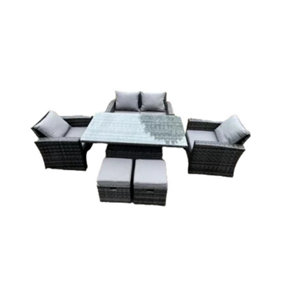 London Rattan Outdoor Furniture 6 Seater With Dining Table
