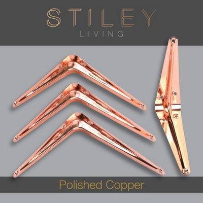 London Shelf Bracket 125X150mm Polished Copper (Pack Of 4)
