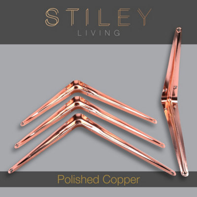 London Shelf Bracket 200X250mm Polished Copper (Pack Of 4)