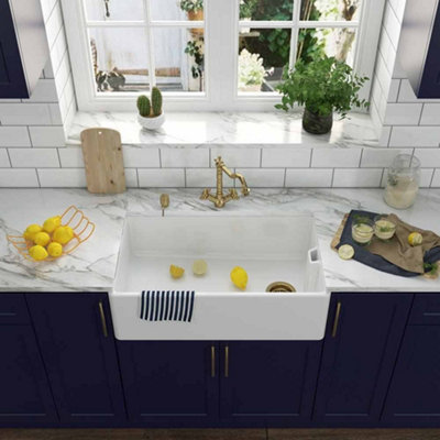 London Sink Company Belfast 795mm 1-Bowl Fireclay Ceramic Undermount ...