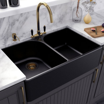 London Sink Company Butler 795 2-Bowl Matt Ceramic Kitchen Sink, 795 x ...