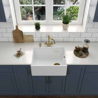 London Sink Company LSC Belfast 595mm 1-Bowl Fireclay Ceramic ...