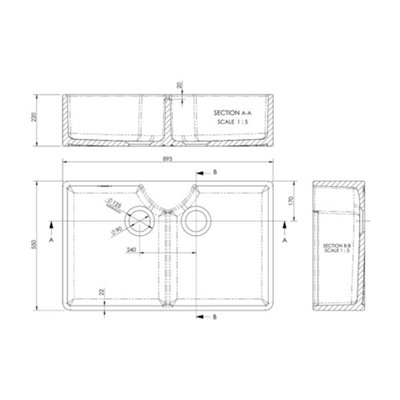 London Sink Company LSC Butler 895 Fireclay Ceramic Inset Kitchen Sink ...