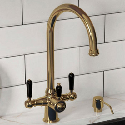 London Sink Company Traditional Cruciform 3-in-1 Boiling, Hot and Cold Kitchen Tap with Tank, Gloss