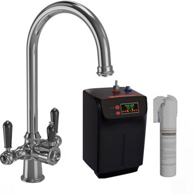 London Sink Company Traditional Cruciform 3-in-1 Boiling, Hot and Cold Kitchen Tap with Tank, Gloss