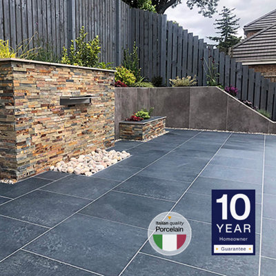 London Stone Charcoal 20mm Porcelain Paving Slabs 900x600 Pack of 20 (10.80m2)