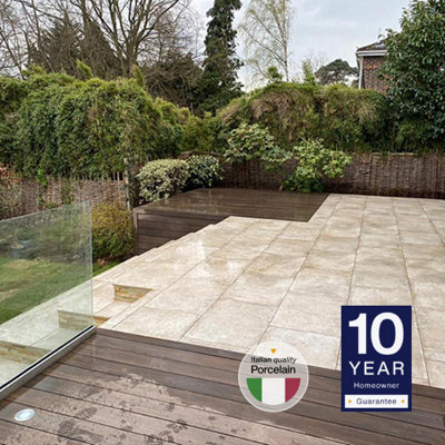 London Stone Frosty Grey 16mm Porcelain Paving Slabs 900x600 Pack of 20 (10.80m2)
