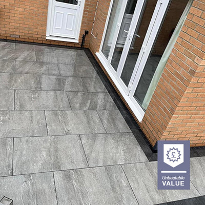 London Stone Grey Quartz 20mm Porcelain Paving Slabs 1200x600 10.08m2 Pack of 14 (10.08m2)