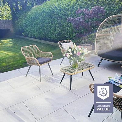 London Stone Himalayan White 20mm Porcelain Paving Slabs 900x600 Pack of 20 (10.80m2)