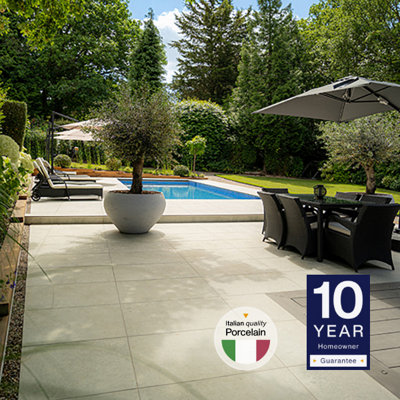 London Stone Light Grey 20mm Porcelain Paving Slabs 1200x600 Pack of 14 (10.08m2)