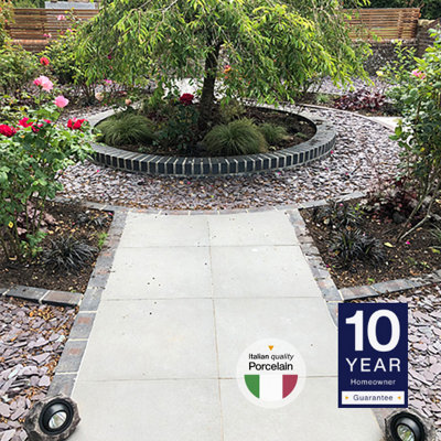 London Stone Steel Grey 20mm Porcelain Paving Slabs 600x600 Pack of 28 (10.08m2)