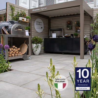 London Stone Venetian Grey 20mm Porcelain Paving Slabs 900x600 Pack of 20 (10.80m2)