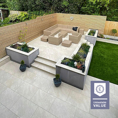 London Stone White Quartz 20mm Porcelain Paving Slabs 900x600 Pack of 20 (10.80m2)